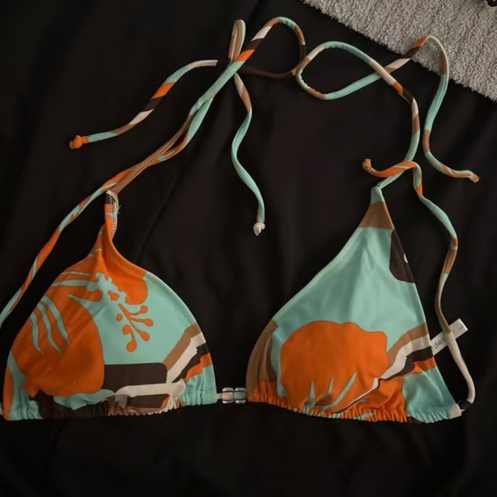 Aerie Swim Teal and Orange Bikini Top
